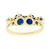 Image 7 : Vintage 14k Yellow Gold 2.16 ctw 6 Prong Round Blue Sapphire & Diamond Band Ring