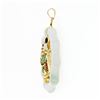 Image 5 : Vintage 14k Gold Multi Color Carved Jade Bamboo Floral Butterfly Large Pendant