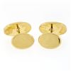 Image 2 : Vintage Mens 18k Yellow Gold Oval Shaped Green Black Guilloche Enamel Cuff Links
