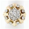 Image 1 : Vintage 14K TT Gold 1.67 ctw Round Brilliant Diamond Cluster Flower Cocktail Rin