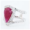 Image 2 : 3.36 ctw Ruby and 0.85 ctw Diamond 18K White Gold Ring