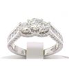 Image 1 : NEW Designer 14k White Gold 1.85 ctw Diamond Three 3 Stone Ladies Engagement Rin