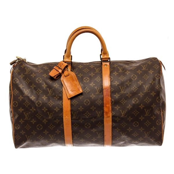 Louis Vuitton Brown Monogram Canvas Keepall 50 Travel Bag