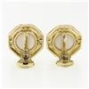 Image 5 : Vintage 14K Yellow Gold Mabe Pearl & Diamond Octagon Large Button Clip Earrings