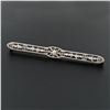Image 2 : Antique Art Deco 14k White Gold Mine Cut Diamond Open Filigree Bar Pin Brooch