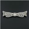 Image 2 : Antique Art Deco 14k White Gold European Diamond Open Filigree Bow Pin Brooch