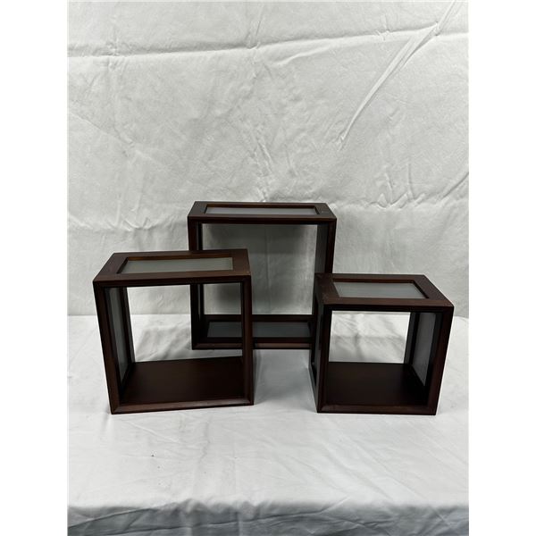 3 Wood Wall Hanging Boxes