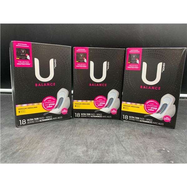 U by Kotex Balance Ultra Thin Pads & Wings (3 x 18)