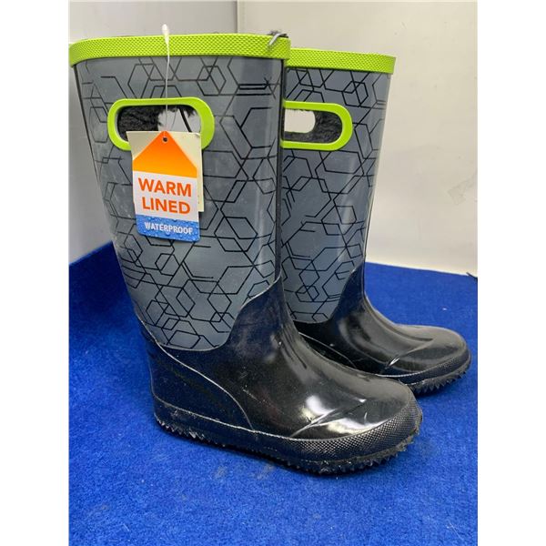 Boys Lined Rainboots (size 12)