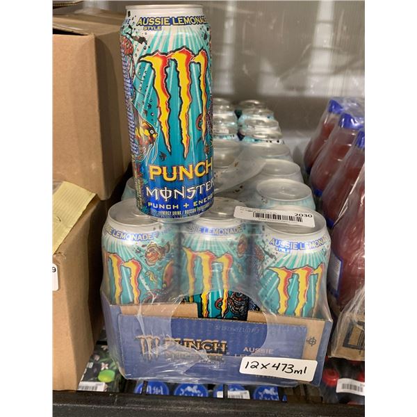 CASE LOT Monster Punch & Energy Aussie Lemonade Drink 12x473ml