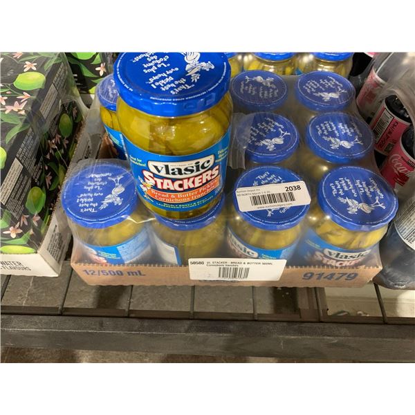 CASE LOT Vlasic Stackers Bread & Butter Pickles Mildly Sweet & Spicy 12 x 500ml