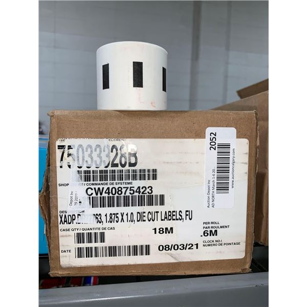 CASE LOT Die Cut Labels XADP.DR77763 1.875 x 1.0 = 18m