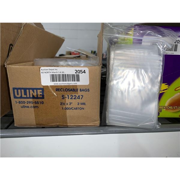 CASE LOT Uline Reclosable Bags S-12247 2 1/2" x 3" 1000 Count