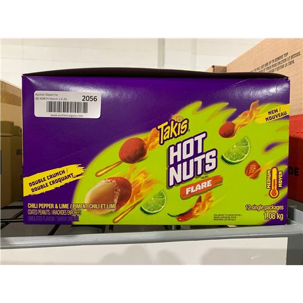 CASE LOT Takis Hot Nuts Flare Chili Pepper & Lime Coated Peanuts 12 x 90g