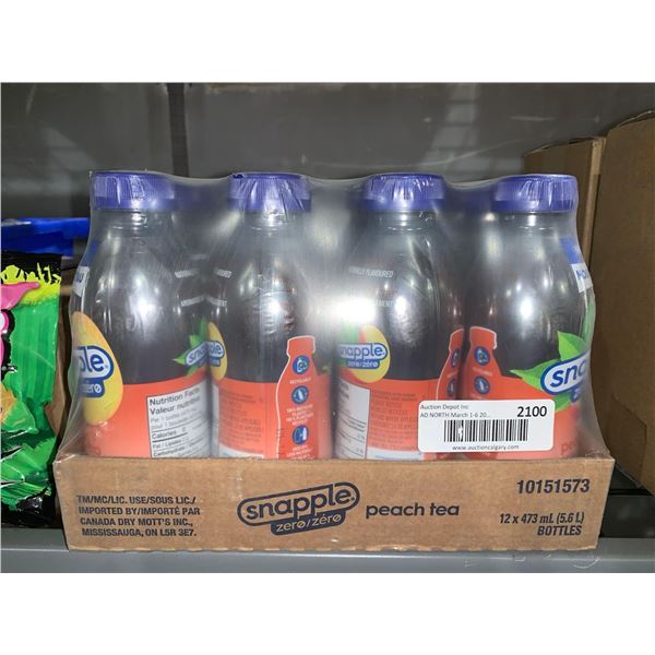 CASE LOT Snapple ZERO Peach Tea 12 x 473ml