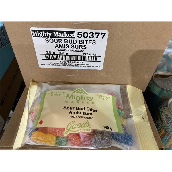 CASE LOT Mighty Marked Sour Bud Bites Candy 20 x 140g