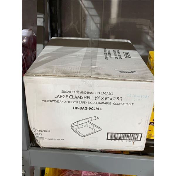 CASE LOT Larger Clamshell Containers 9"x9"x2.5" HP-BAG-9CLM-C