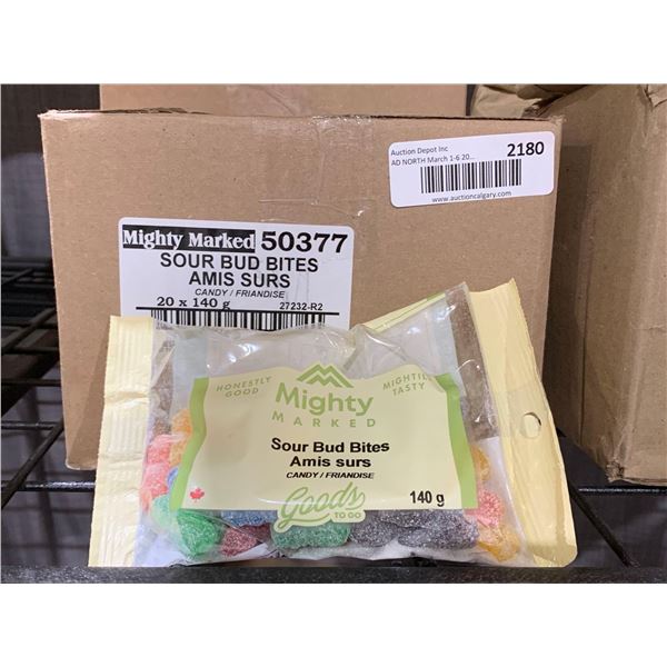 CASE LOT Might Marked Sour Bud Bites Candy 20 x 140g