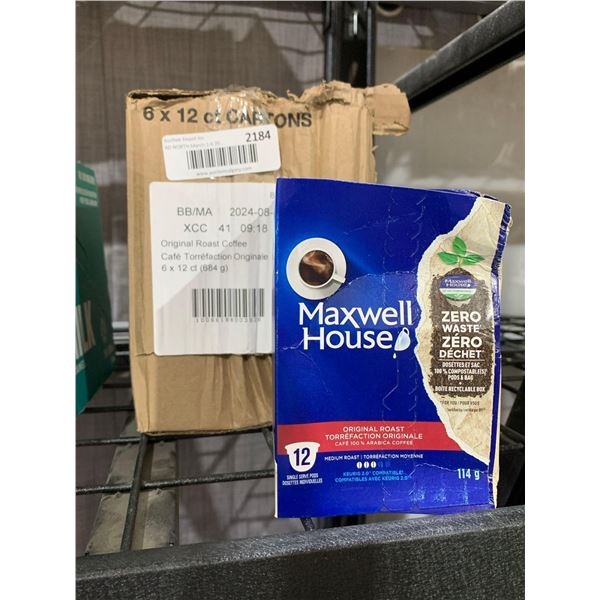 CASE LOT Maxwell House Single Serve Pods Medium Roast Coffee 6 x 12ct