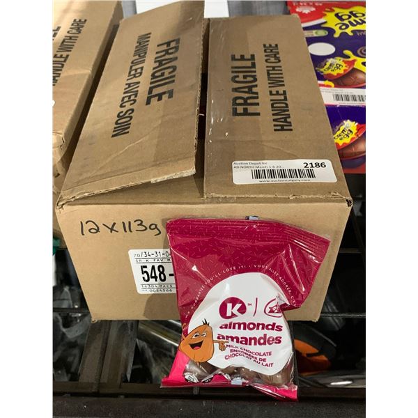 CASE LOT Circle K Chocolate Almonds 12 x 113g