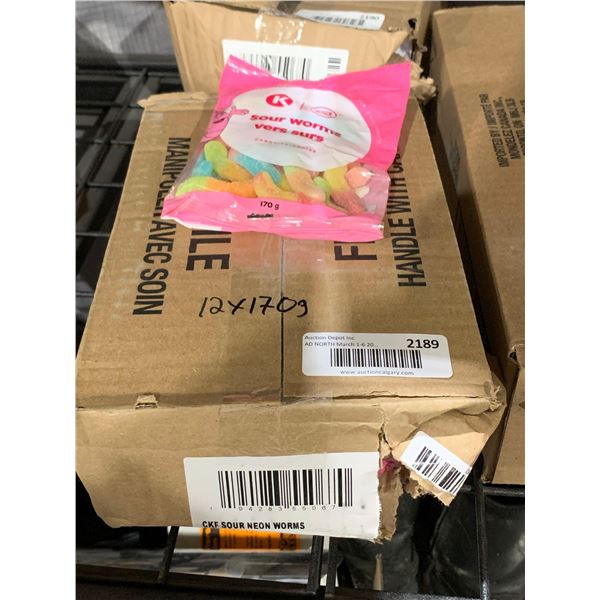 CASE LOT Circle K Sour Worms Candy 12 x 170g