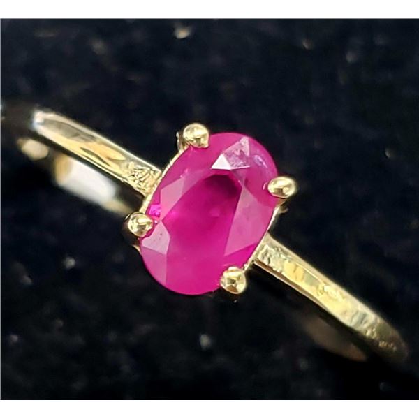 10K Yellow Gold Ruby(0.6ct) Ring (~Size 6.75) (~weight 1.5g), Made in Canada, Appraised Retail $1800