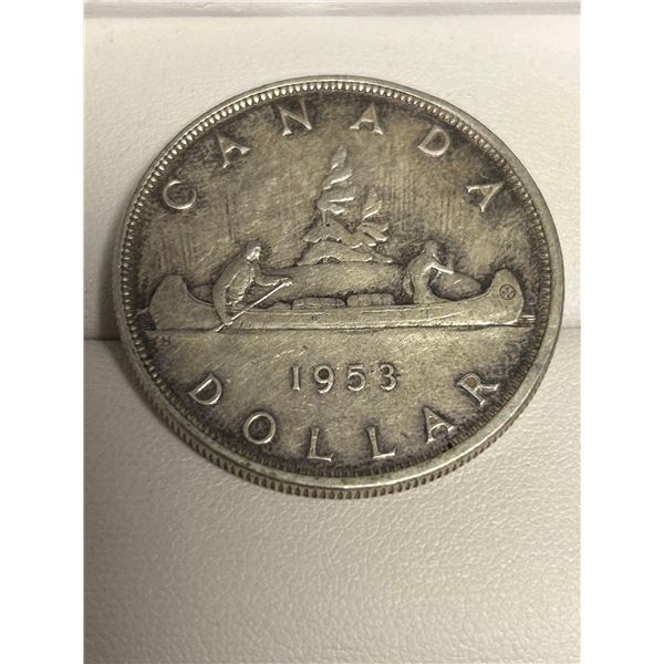 Canada 1953 Vintage Voyageur Silver Canoe Dollar