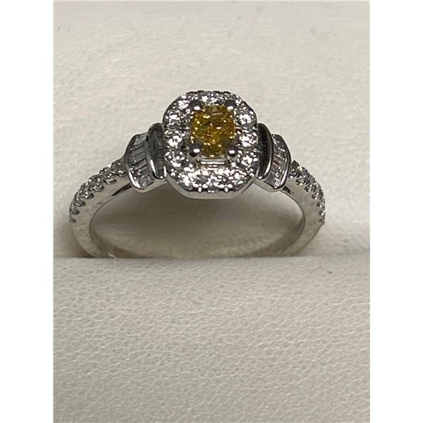 Natural Diamond Oval Cut Canary Yellow .91 Carat Solitaire 14K Gold Ring includes appraisal certific