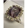 Image 2 : Natural Amethyst Emerald Cut5.77 Carat Solitaire Cluster Ring includes appraisal certificate valued 