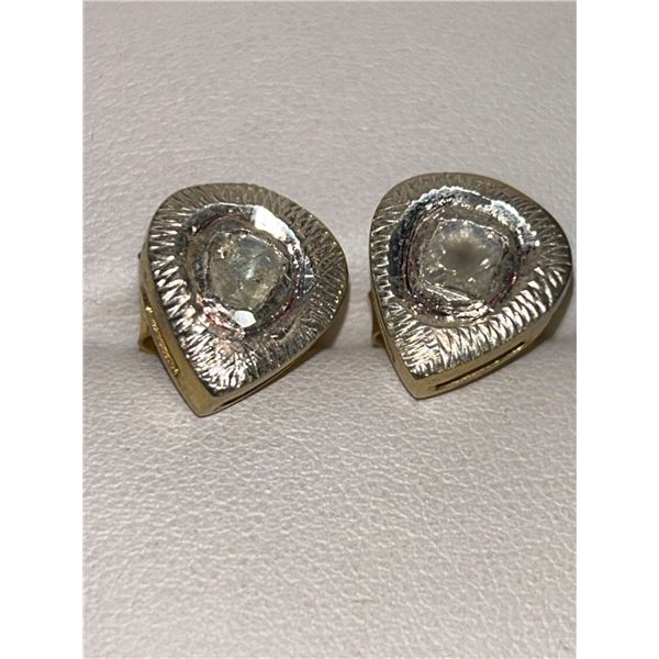 Natural Diamonds Irregular Cut 2.0 Carats , 925 Silver Rose Gold Earrings includes appraisal certifi