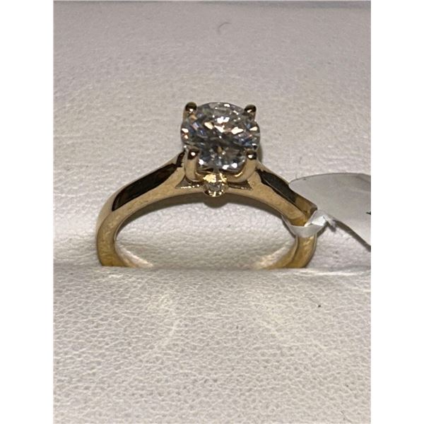 Ladies 14K Gold 1.0 carat Round Brilliant Cut moissanite Solitaire Ring with Appraisal $1750.00