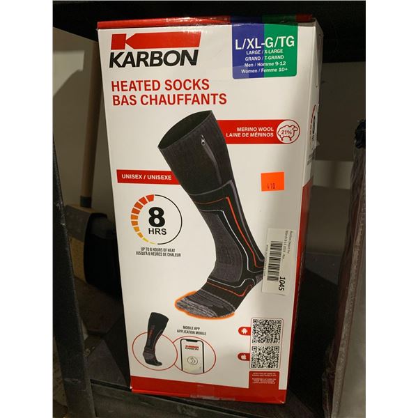 Karbon Heated Socks L/XL Mens 9-12 Womens 10+