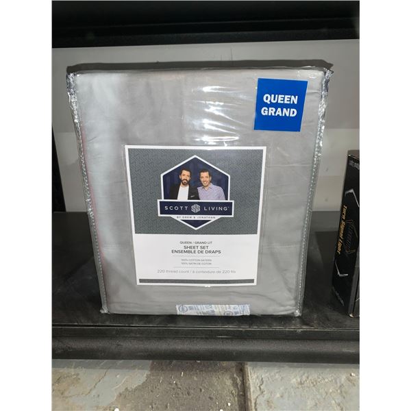 Scott Living Queen Sheet Set 220 Thread Count 100% Cotton Sateen