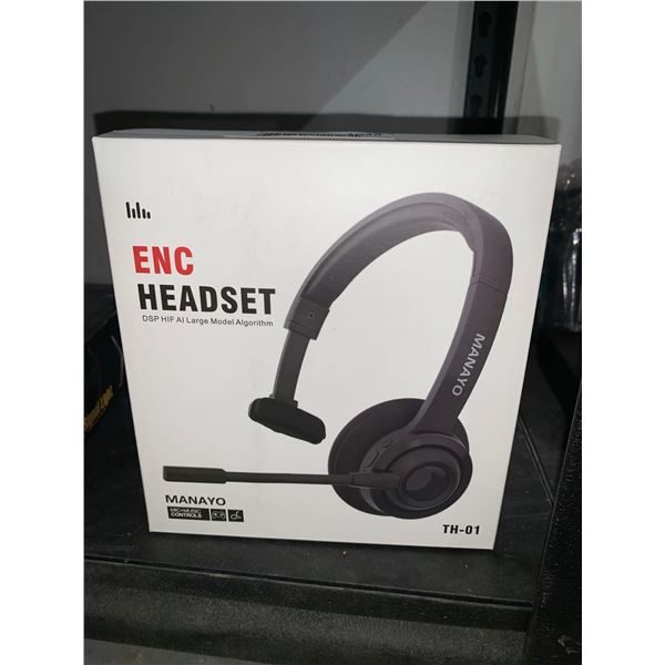 MANAYO Bluetooth Headset, ENC Wireless Headsets with Microphone for Truckers, Customer Services, Off