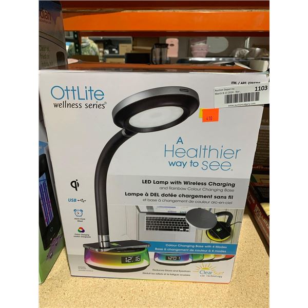 OttLite LED Lamp With Wireless Charging & Rainbow Color Changing Base