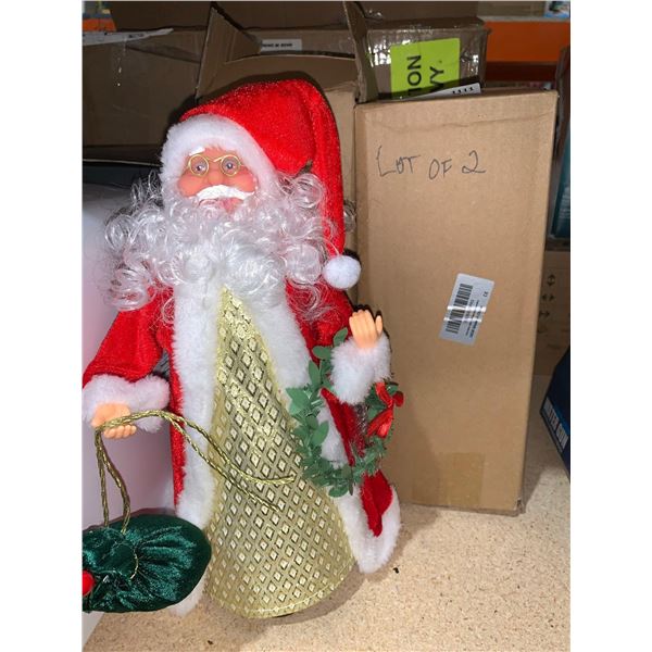 Lot of 2 Electronic Light Up / Rolling Santas