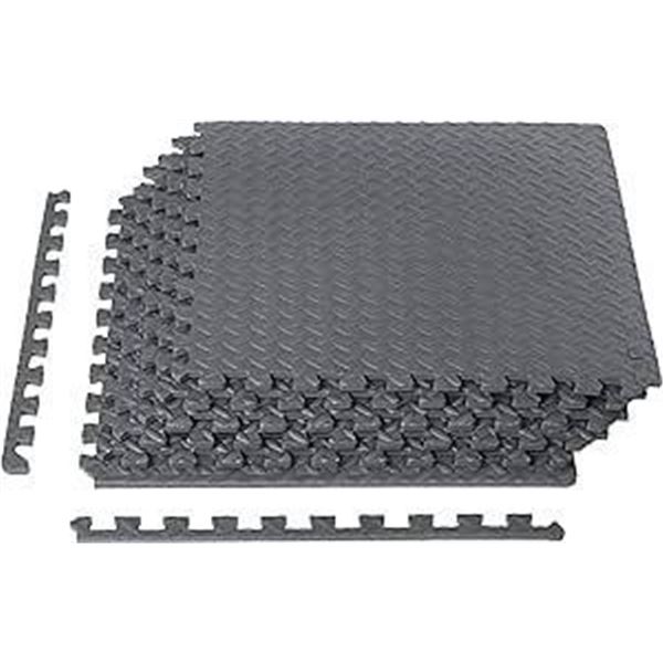 Amazon basics High Density Foam Interlocking Exercise Gym Floor Mat Tiles Pack of 6 Grey 24 x 24 x .