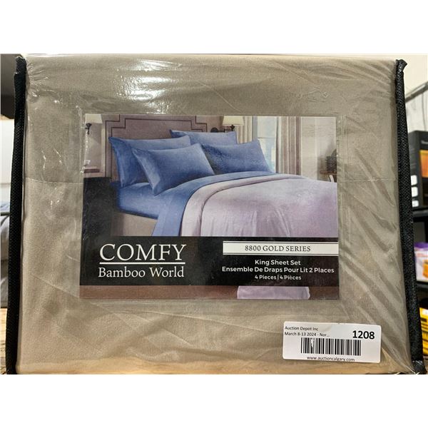 Comfy Bamboo World 8800 Gold Series 4pc King Sheet Set SAND