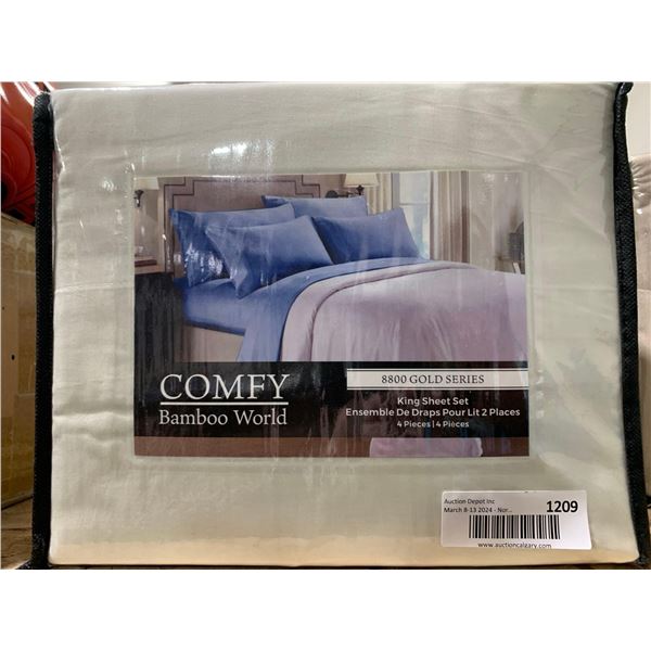 Comfy Bamboo World 8800 Gold Series 4pc King Sheet Set Cream