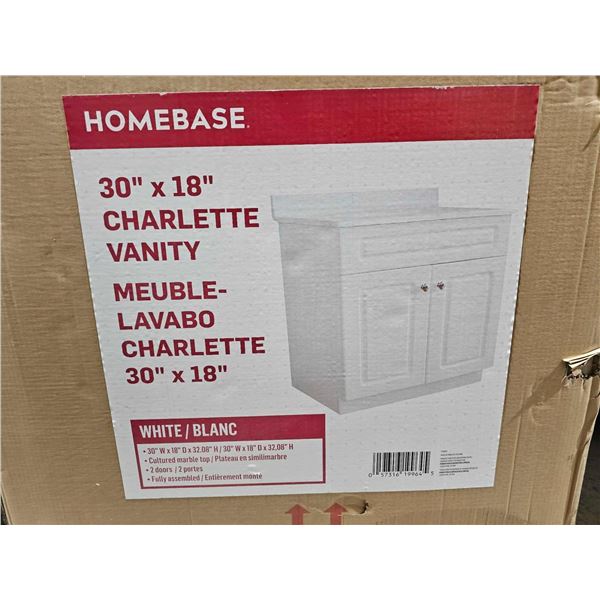 Homebase 30x18" Charlette Vanity - Cracked Top - White