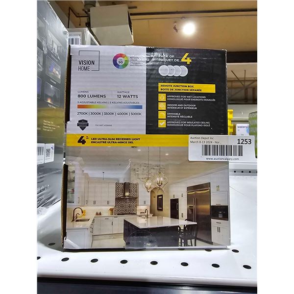 Vision Home 800 Lumen Natural Color Pack of 4 LED ultra slim recessed lights