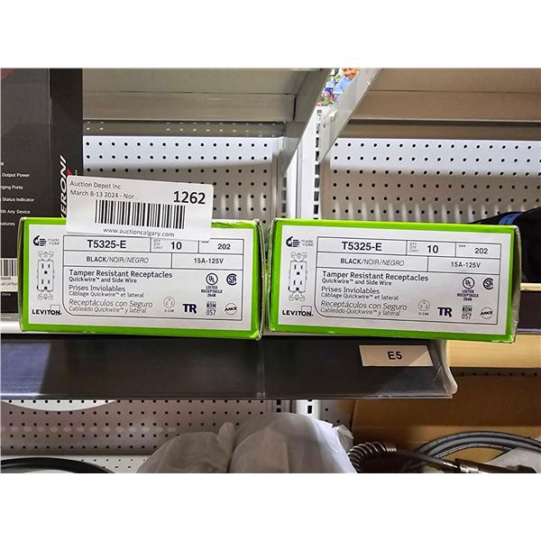 Leviton Black, Tamper Resistant Outlets - 2 Packs of 10