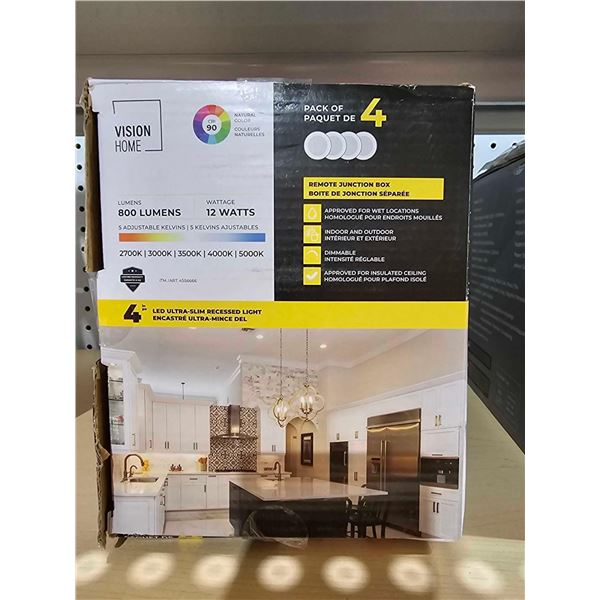 Vision Home 800 Lumen Natural Color Pack of 4 LED ultra slim recessed lights