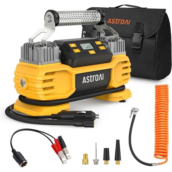 AstroAI Portable 160 PSI Heavy Duty Tire Inflator Pump with Screen, Dual Cylinders & Dual Motors, Du