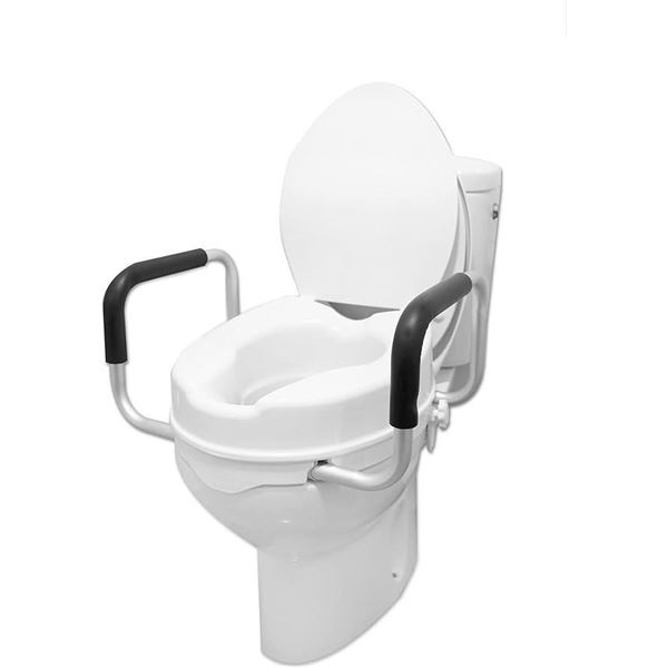 Pepe - Toilet Seat Riser with Handles (4"), Raised Toilet Seat with Lid, Elevated Toilet Seats for S