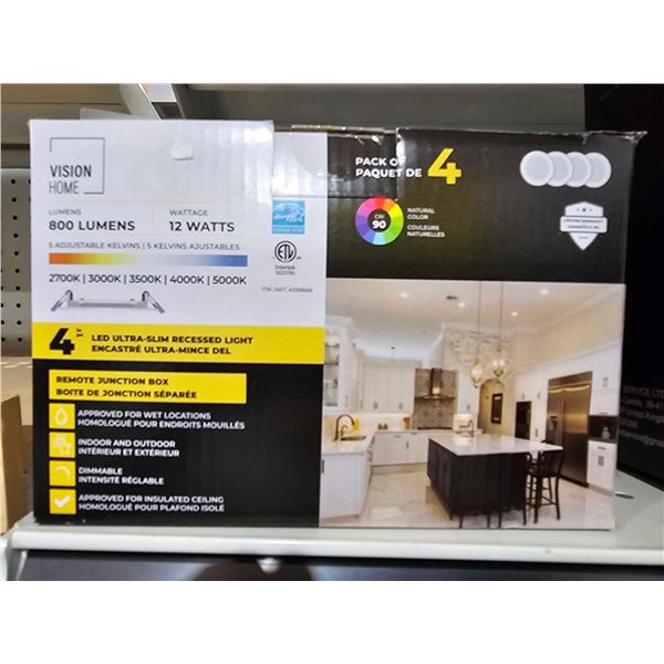 Vision Home 800 Lumen Natural Color Pack of 4 LED ultra slim recessed lights