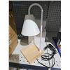 Image 2 : Wooden & White Shade Table Lamp with Charging Bad Base