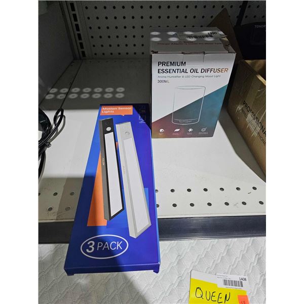 3 Pack Motion Sensor Light Mini-Bars & Premium Essential Oil Diffuser