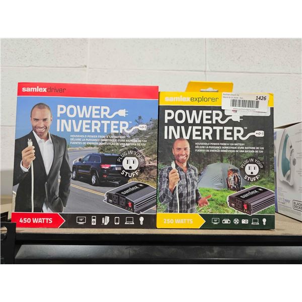 Lot of 2 SAMLEX EXPLORER. Power inverters -1x 250Watts & 1X 450 Watts