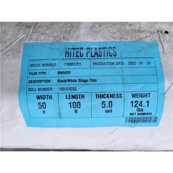 Hitec Plastics 50' Wide x 100' Long x .05 Mil Thickness Black/White Silage Film